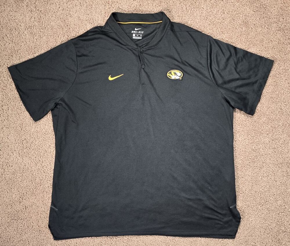 Nike Dri-Fit Missouri Tigers Men's Black Short Sleeve Polo Shirt Size XXL MIZZOU
